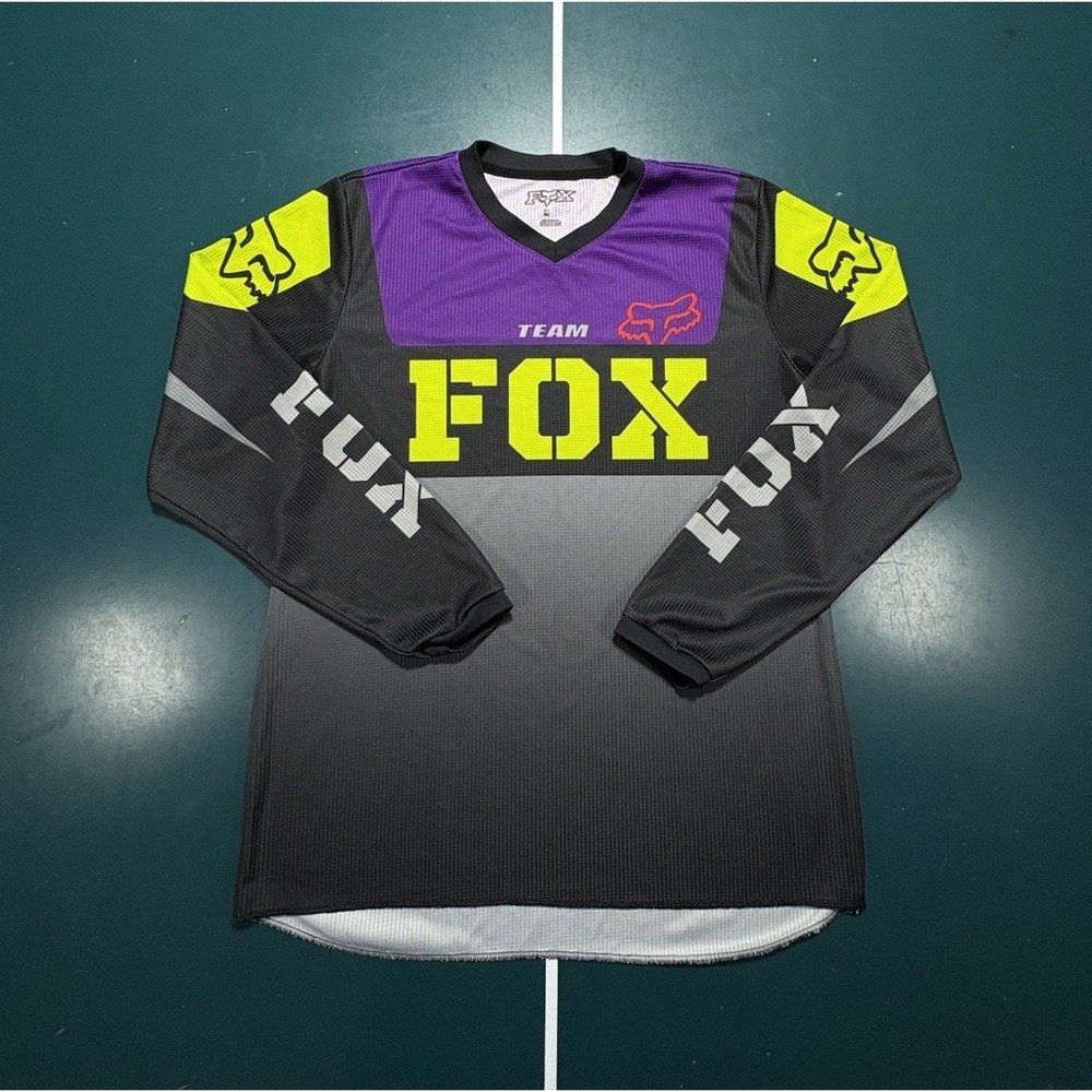 Fox Racing Motocross Jersey Men's Medium Black Neon Purple Spell Out